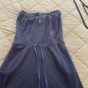 Juicy Couture Navy Strapless Knit Dress with Gold Buttons
